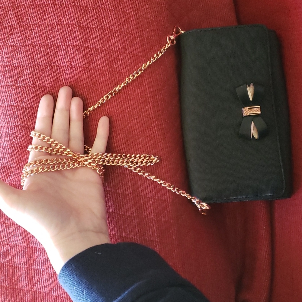 Ted Baker Black & Rose Gold Bow Mini Purse